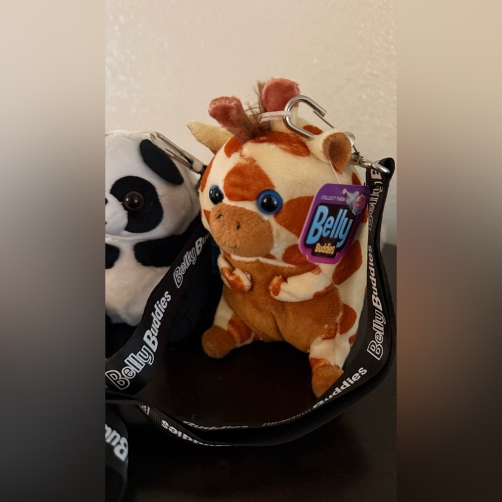 Belly Babies Panda & Giraffe Plush Set | 5” Stuffed Animal Pair w/ Lanyards - Picture 3 of 4